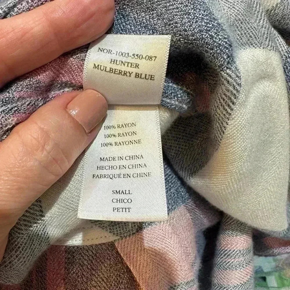 Rails Hunter Mulberry Blue White Pink Plaid Button Down Shirt Size S - Picture 7 of 8